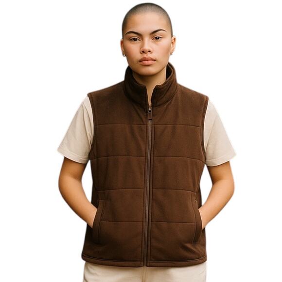 Columbia Women’s Chocolate Brown Zip Up Outdoor Layer Fuzzy Fleece Vest Size S - Picture 1 of 12